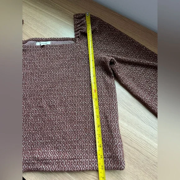 Madewell Chocolate Brown Textured Knit Square Neck Puff Sleeve Top S Cottagecore - Picture 9 of 10